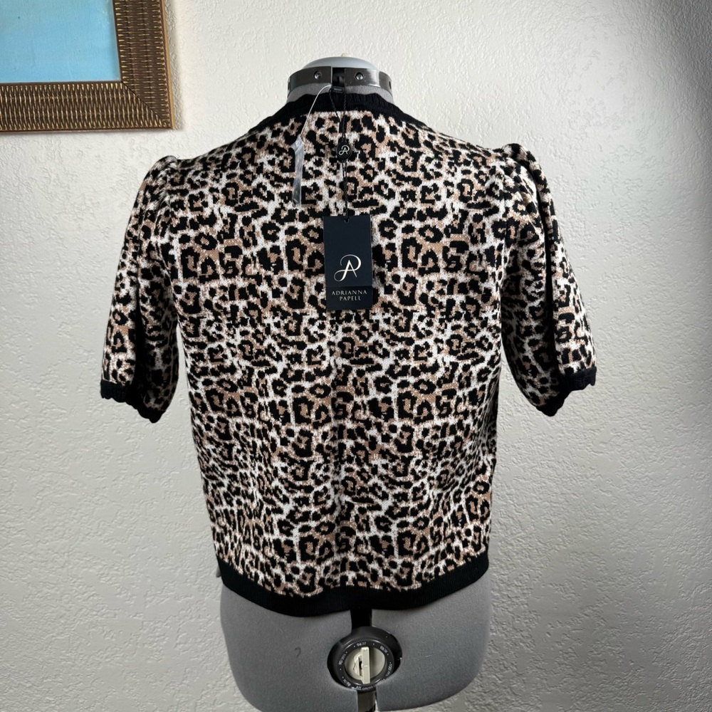 NWT Adrianna Papell Animal Print Sweater Cardigan‎ Women’s Size Medium - Picture 4 of 6